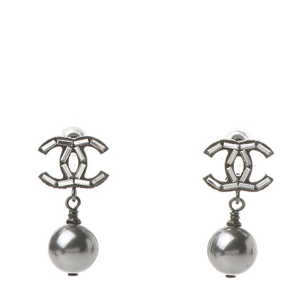 Chanel Ruthenium Baguette CC Drop Earrings 1 of 5