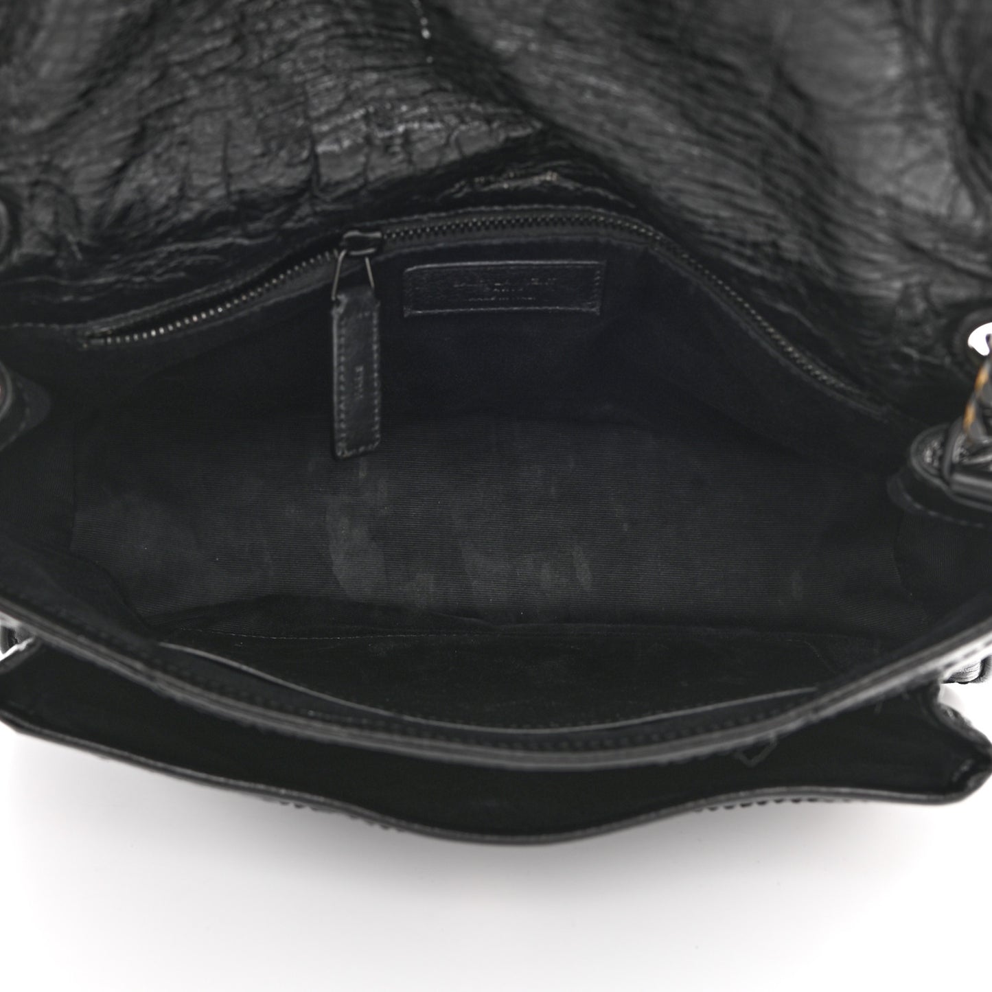Crinkled Calfskin Matelasse Monogram Medium Niki Chain Satchel Black