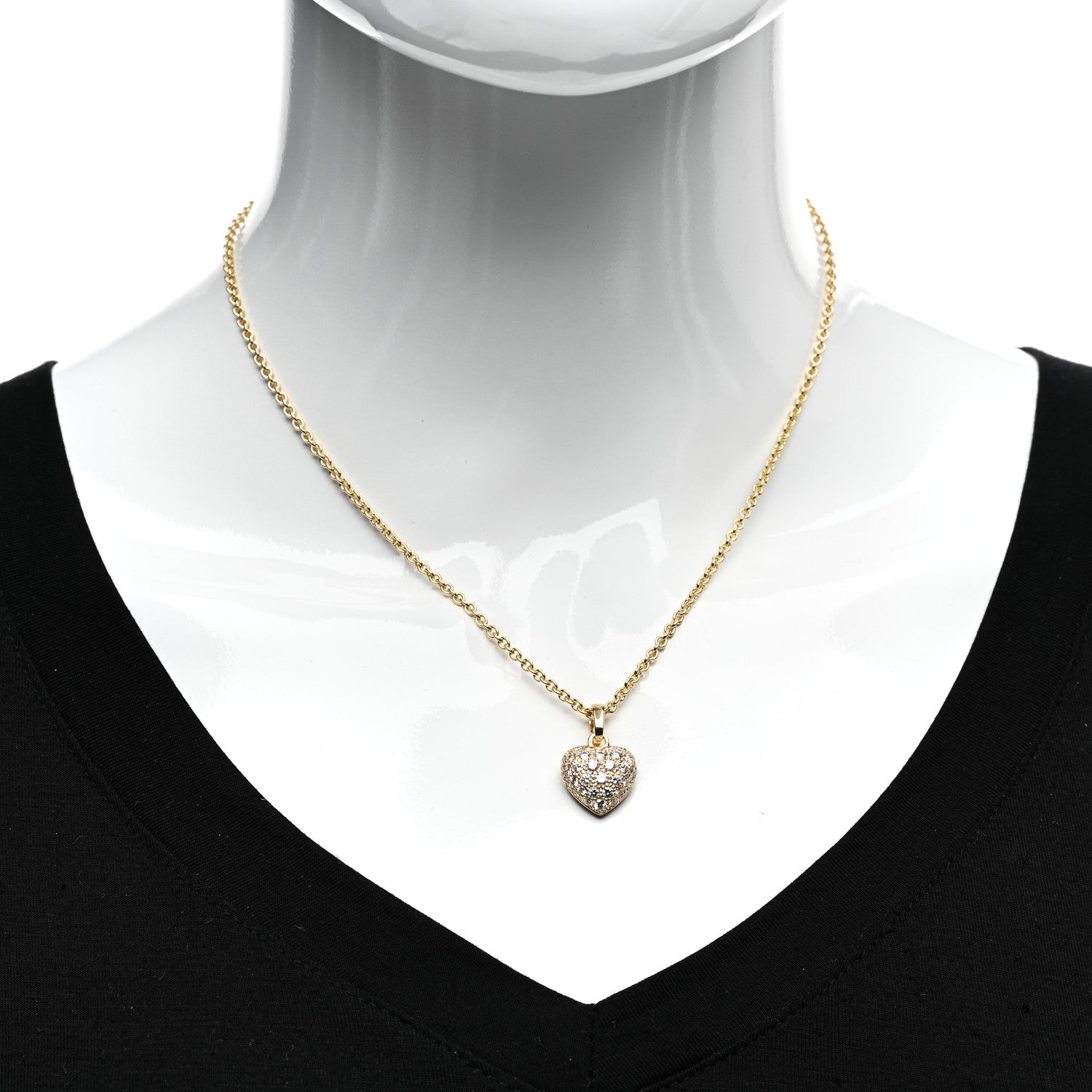 Cartier 18K Yellow Gold Diamond Large Heart Paved Pendant Necklace 2 of 6
