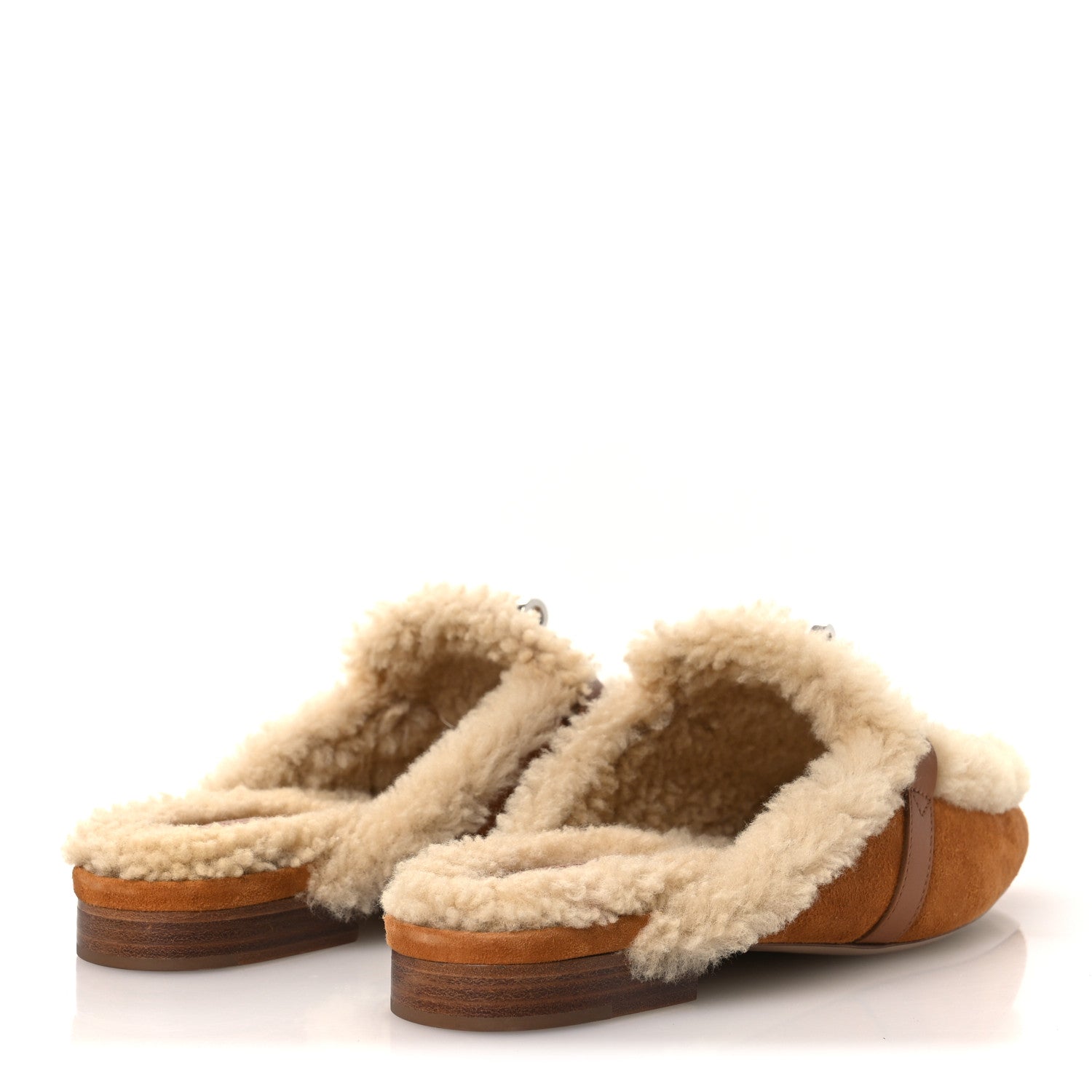 Hermes Suede Goatskin Shearling Womens Oz Mules 39 Natural Ecru 5 of 11