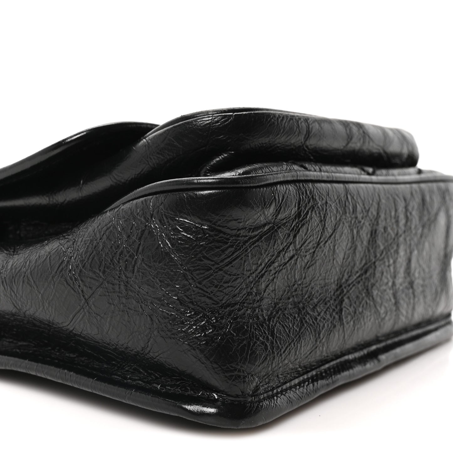 Crinkled Calfskin Matelasse Monogram Baby Niki Chain Satchel Black