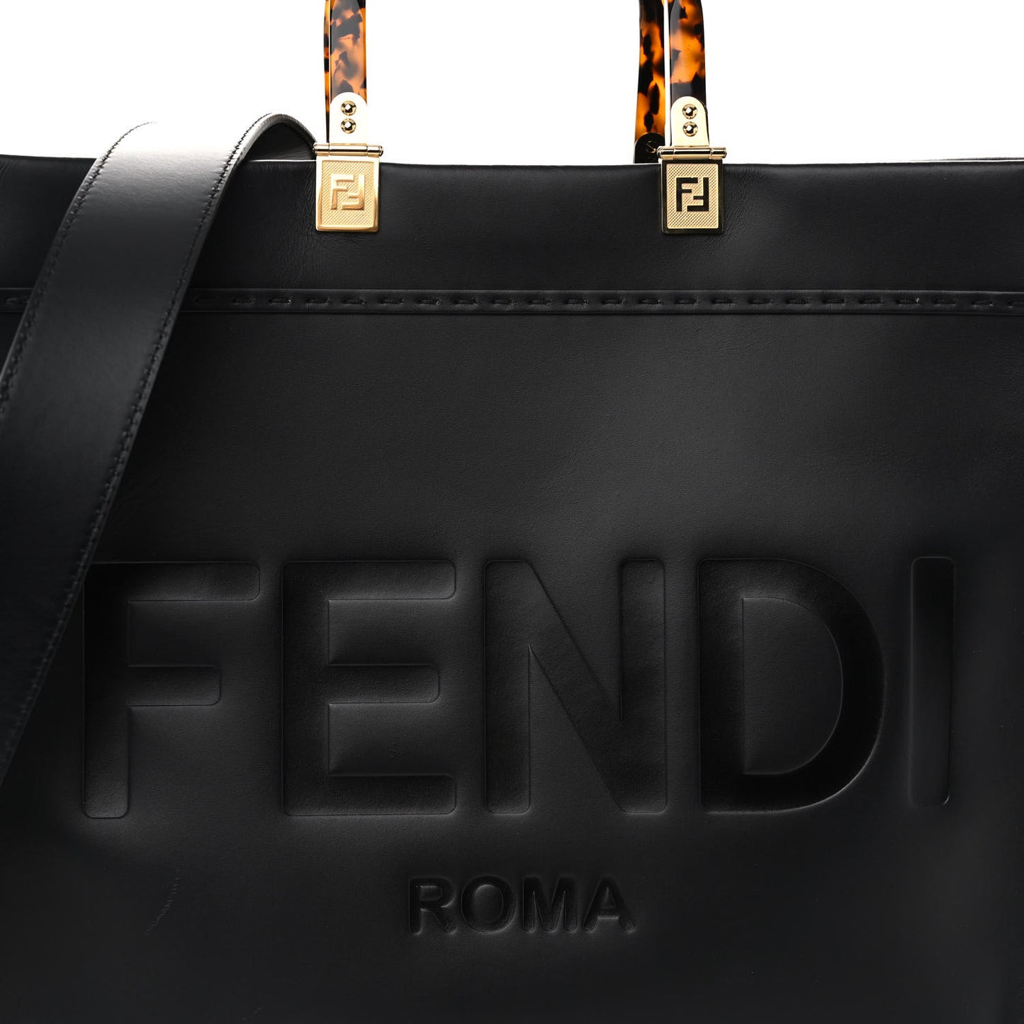 Vitello King Plexiglass Medium Fendi Sunshine Shopper Tote Black