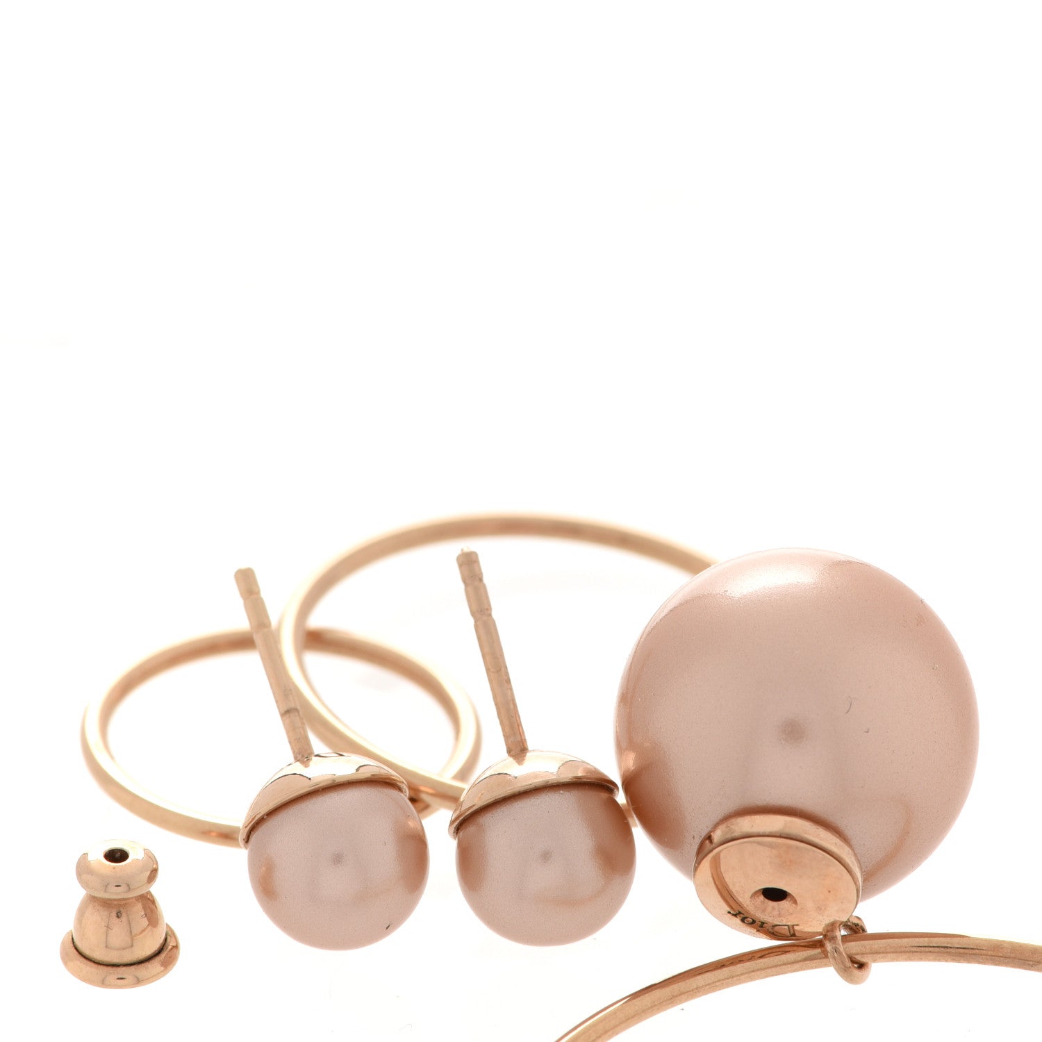 Christian Dior Pearl Mise En Dior Tribal Hoop Earrings Pink 3 of 5
