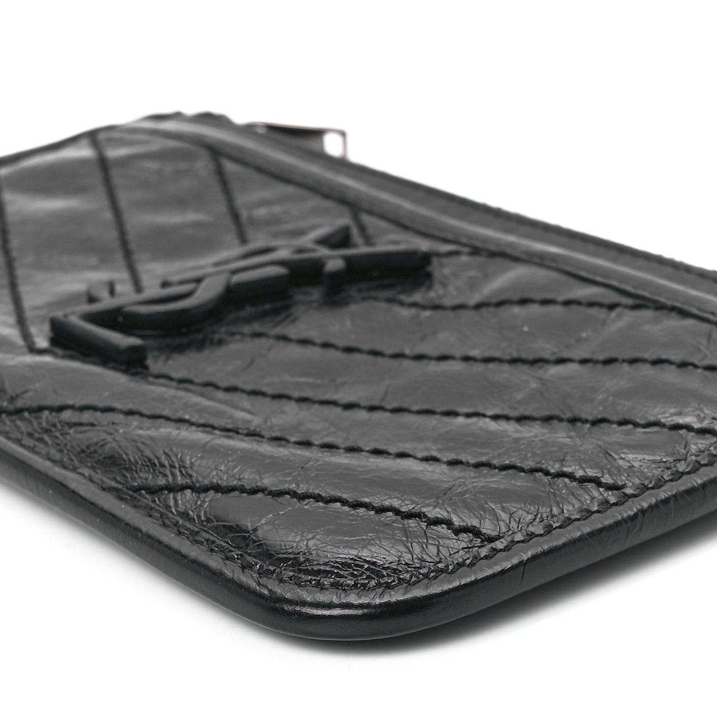Crinkled Calfskin Matelasse Monogram Niki Bill Pouch Black
