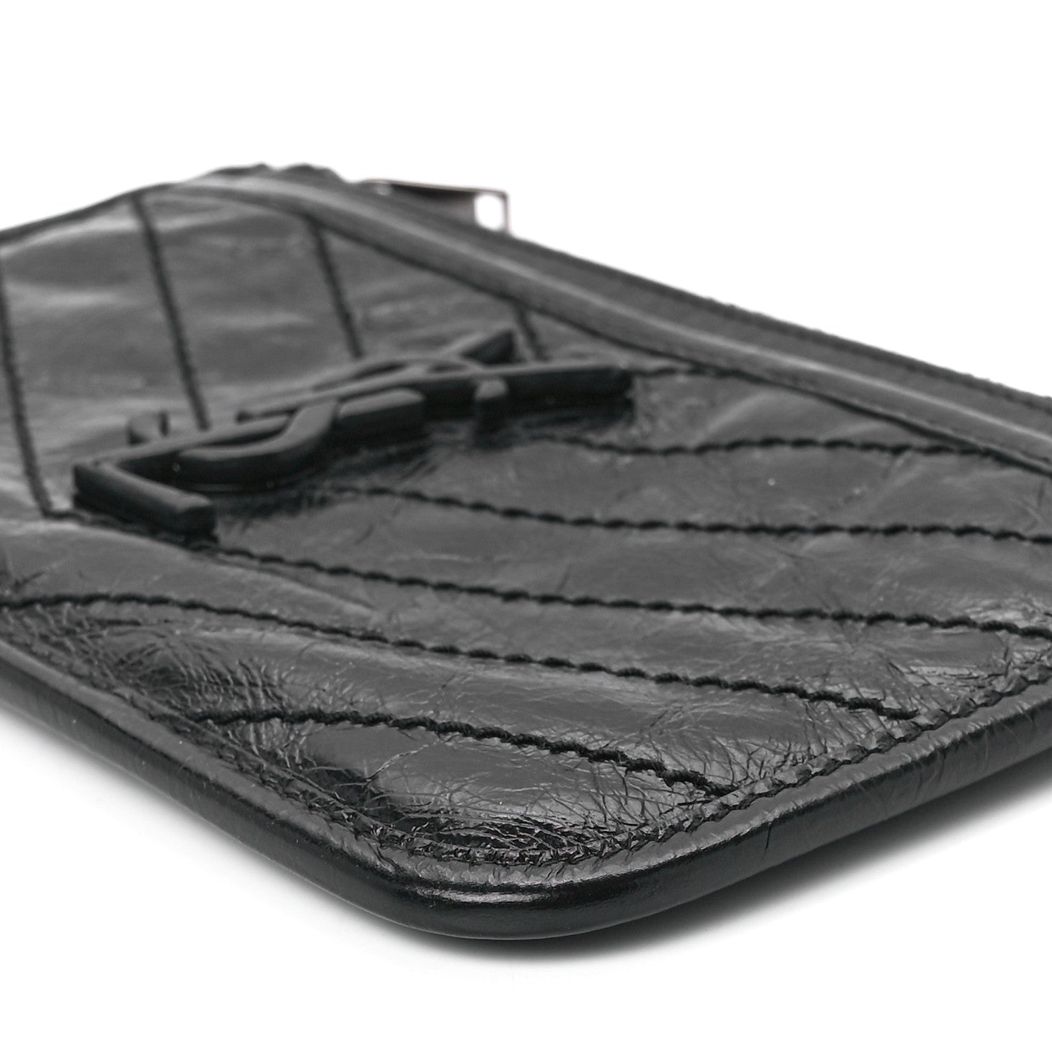 Saint Laurent Crinkled Calfskin Matelasse Monogram Niki Bill Pouch Black 12 of 12