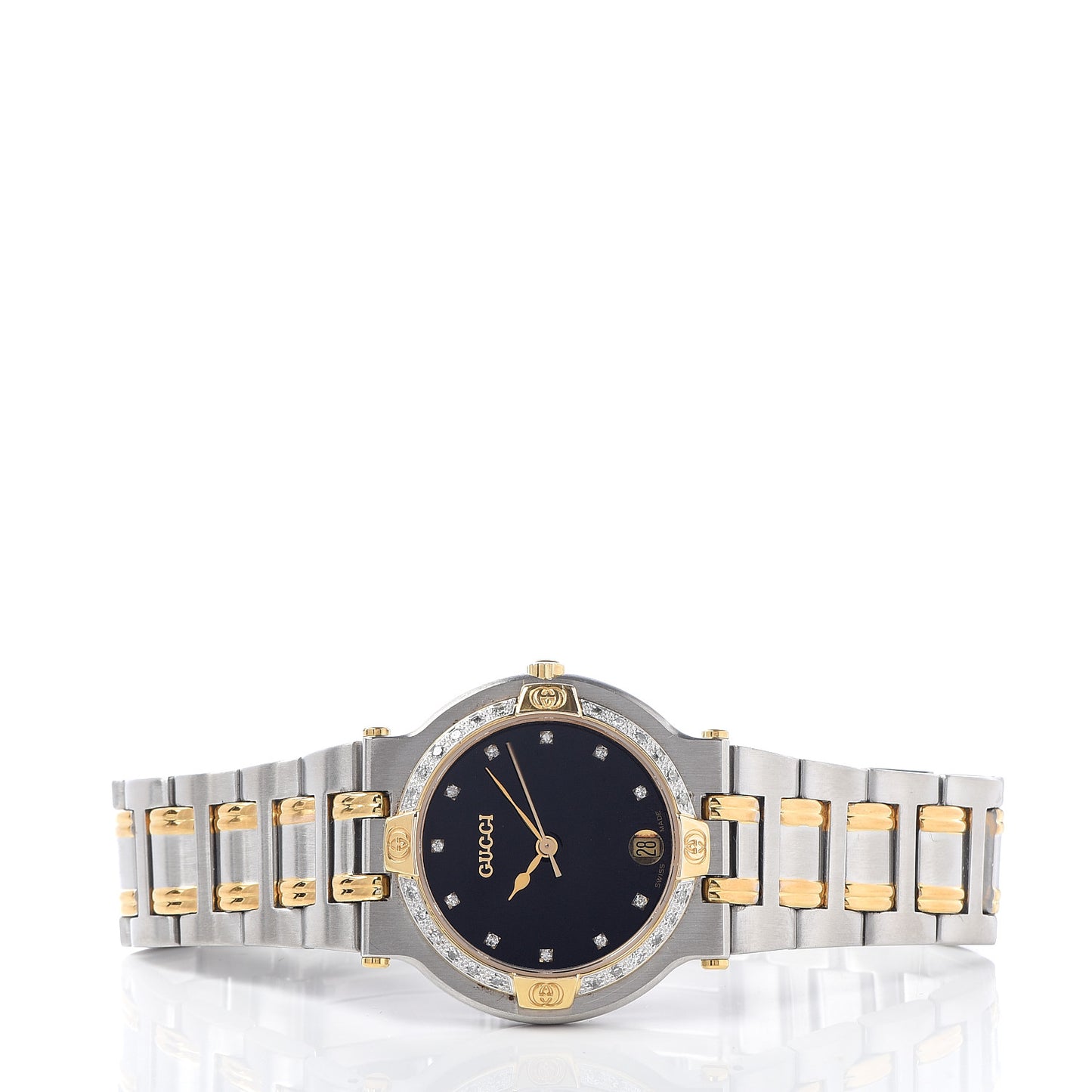 Stainless Steel Diamond Bezel 32mm 9000M Quartz Watch Black