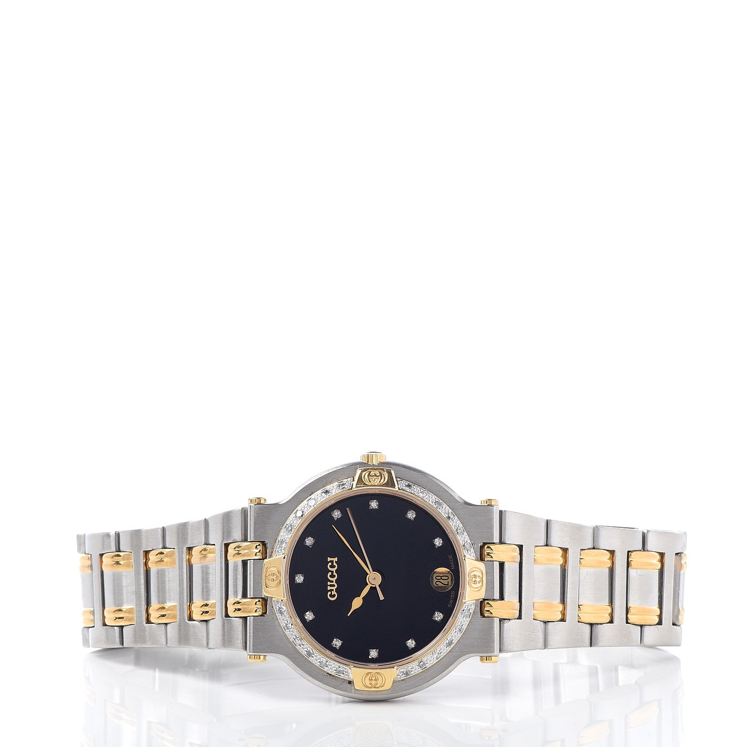 Gucci Stainless Steel Diamond Bezel 32mm 9000M Quartz Watch Black 3 of 6