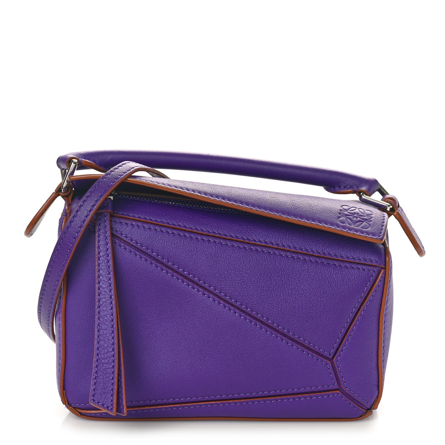 Calfskin Mini Puzzle Bag Purple Cognac