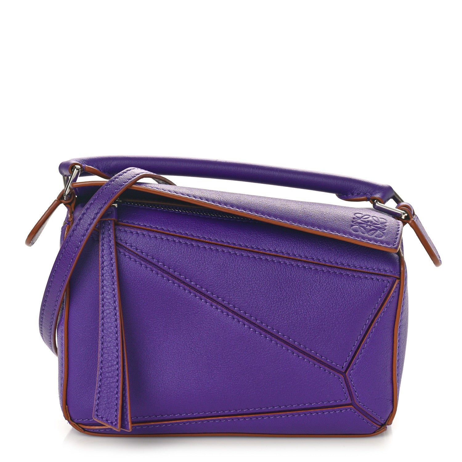 Loewe Calfskin Mini Puzzle Bag Purple Cognac 1 of 8