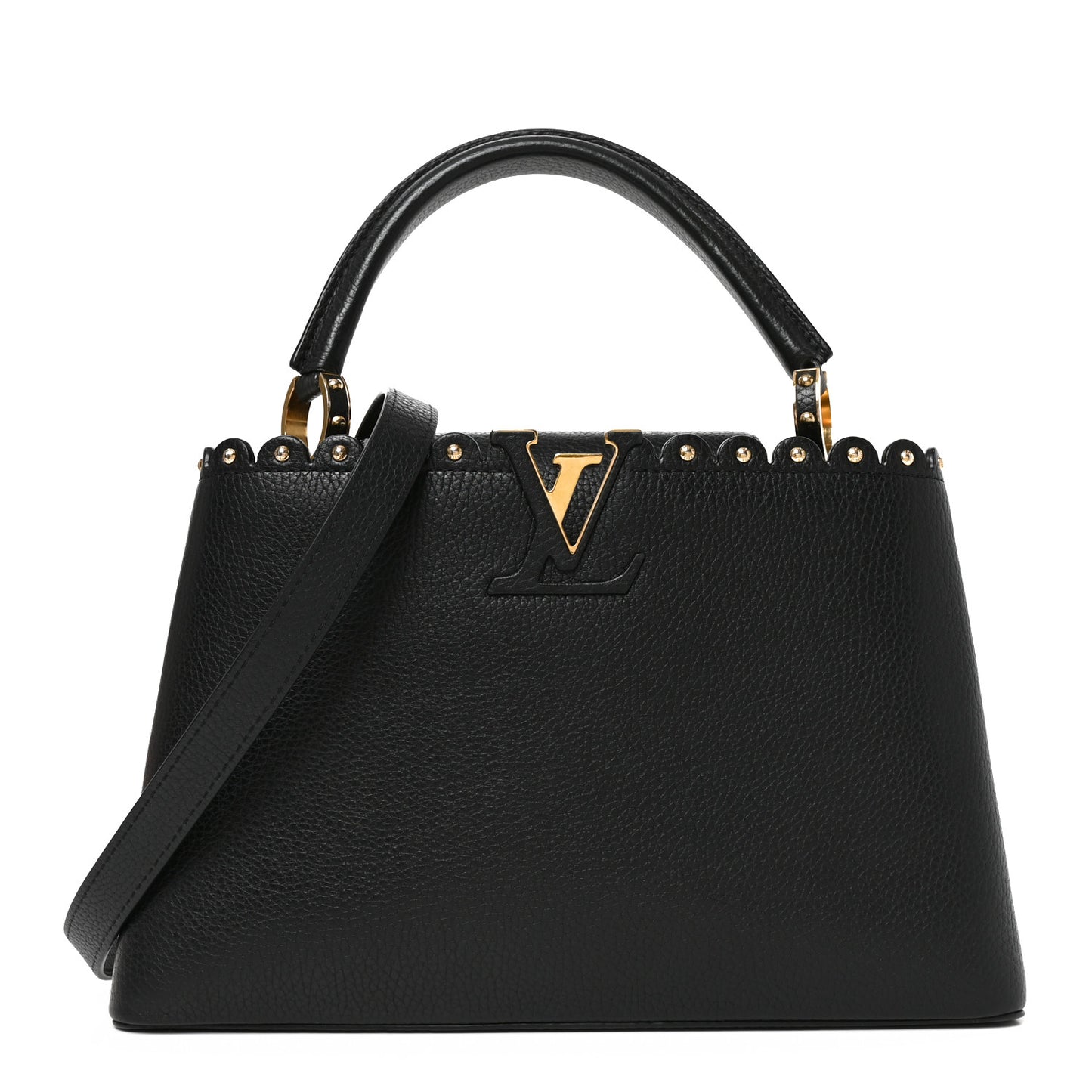 Taurillon Studded Capucines PM Black
