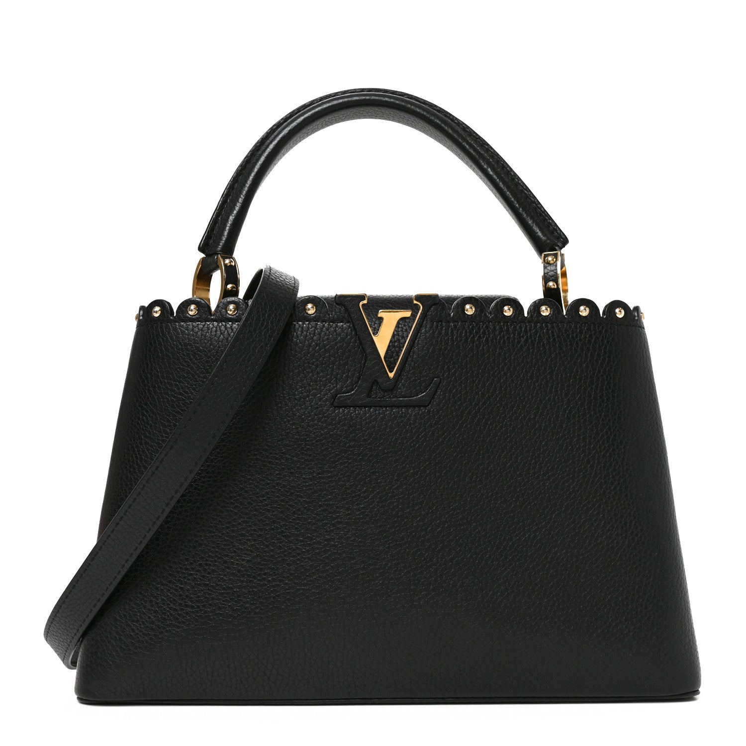 Louis Vuitton Taurillon Studded Capucines PM Black 1 of 9