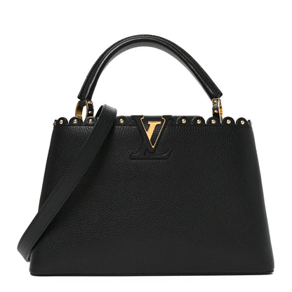 Louis Vuitton Taurillon Studded Capucines PM Black 1 of 9