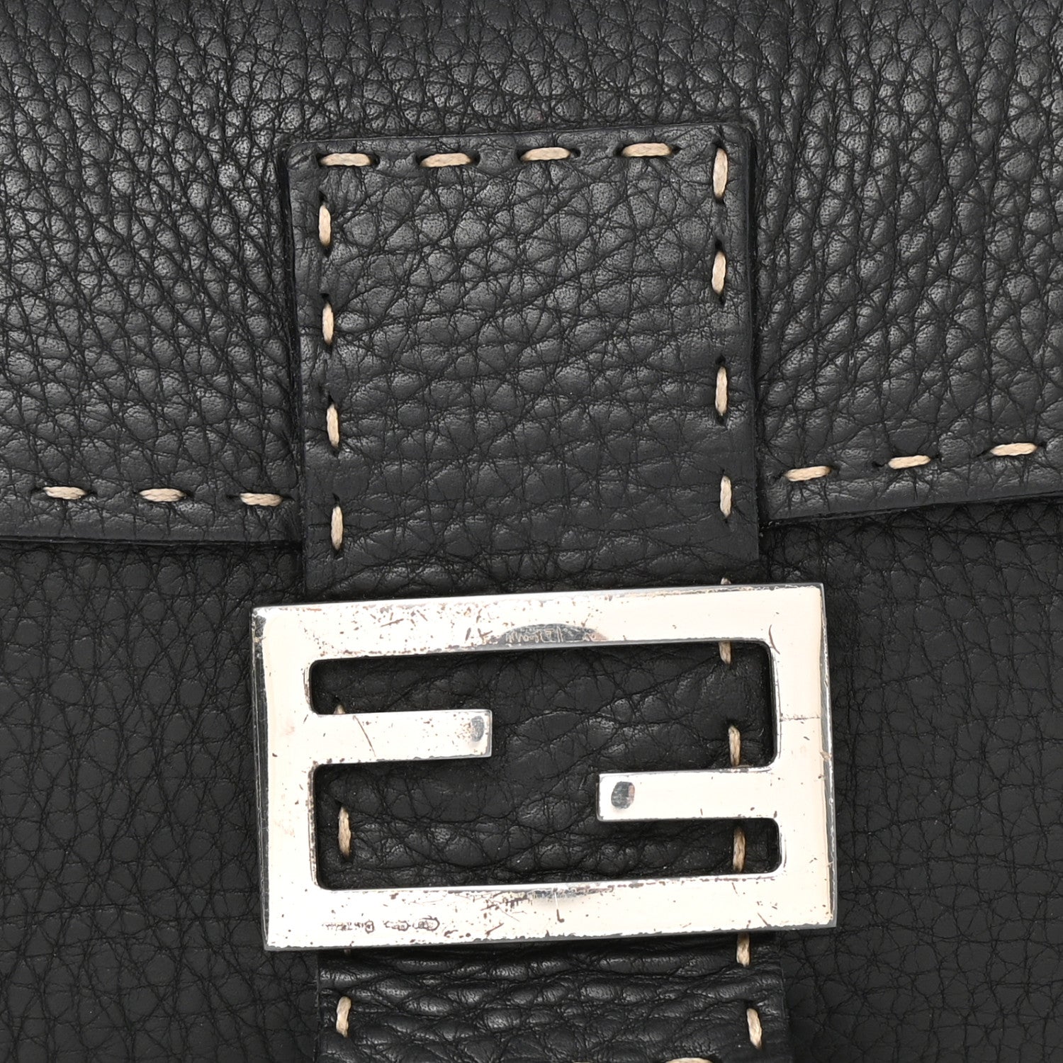 Fendi Calfskin Romano Selleria Baguette Black 8 of 13