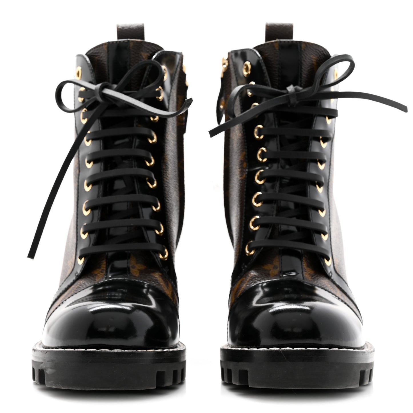 Patent Calfskin Monogram Star Trail Ankle Boots 37.5 Black