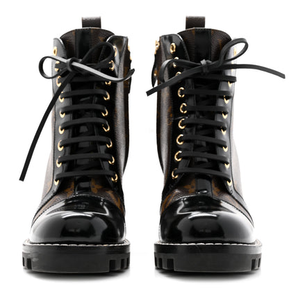 Louis Vuitton Patent Calfskin Monogram Star Trail Ankle Boots 37.5 Black 2 of 8