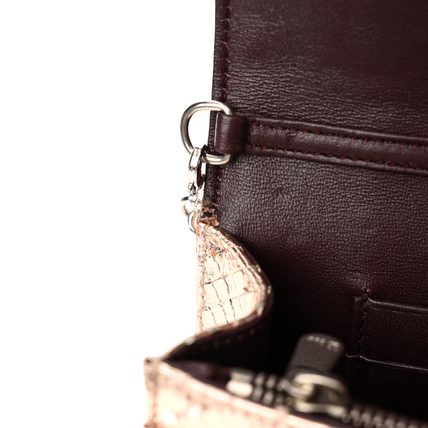 Christian Dior Snakeskin Diorama Wallet on Chain Pouch Rose Gold 11 of 16