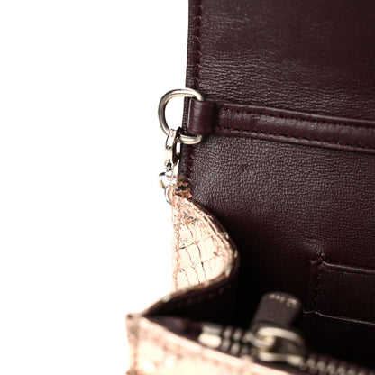 Christian Dior Snakeskin Diorama Wallet on Chain Pouch Rose Gold 11 of 16