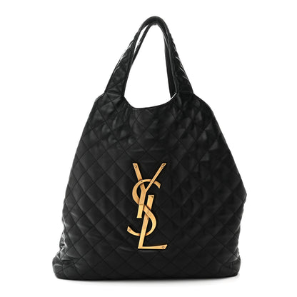 Saint Laurent Lambskin Quilted Maxi Icare Shopping Tote Black 1 of 14