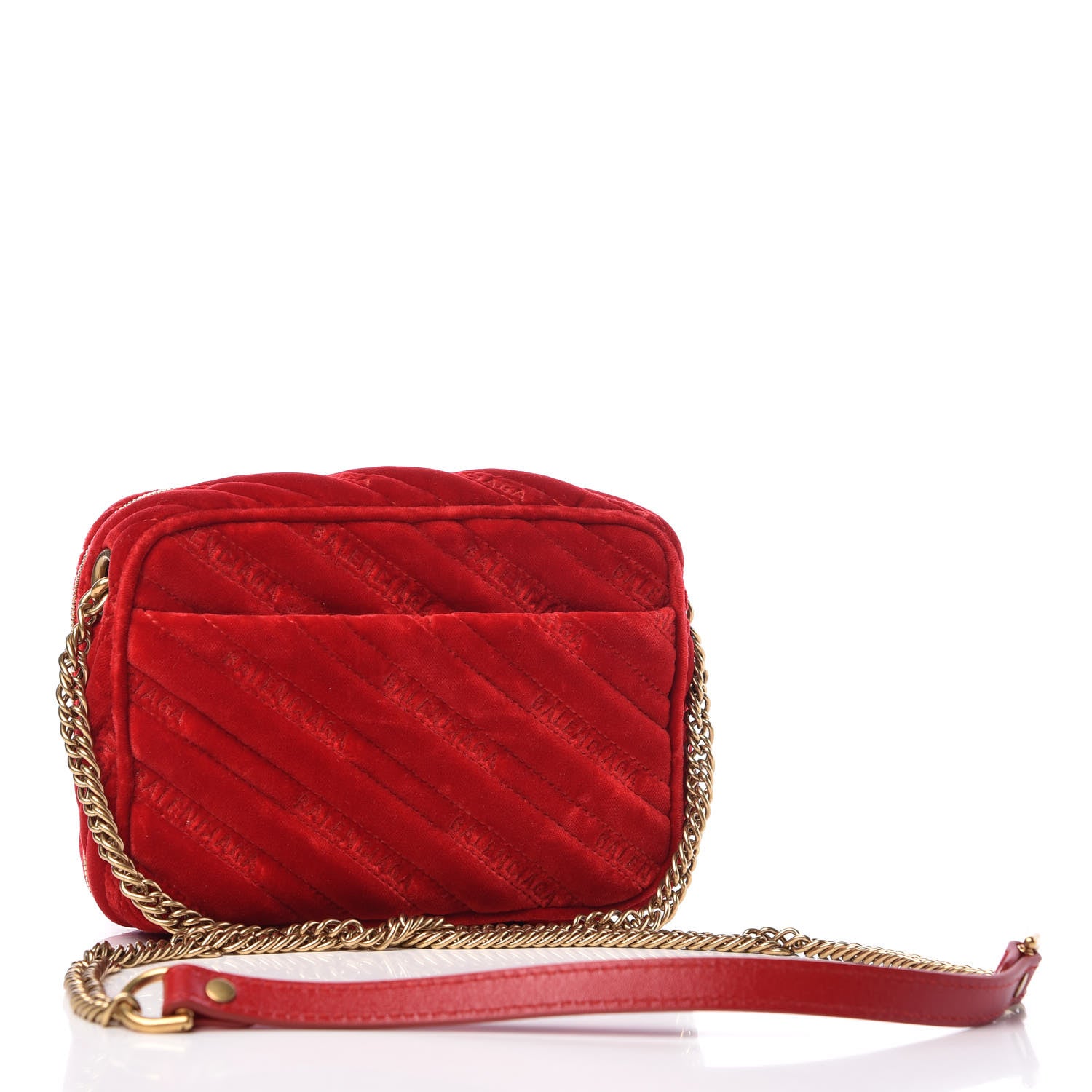 Balenciaga Velvet Logo Matelasse BB XS Reporter Bag Red 3 of 9