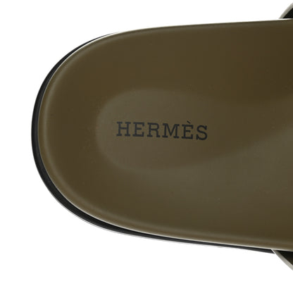 Hermes Epsom Mens Chypre Sandals 44 Beige Glaise Vert Toundra 7 of 8
