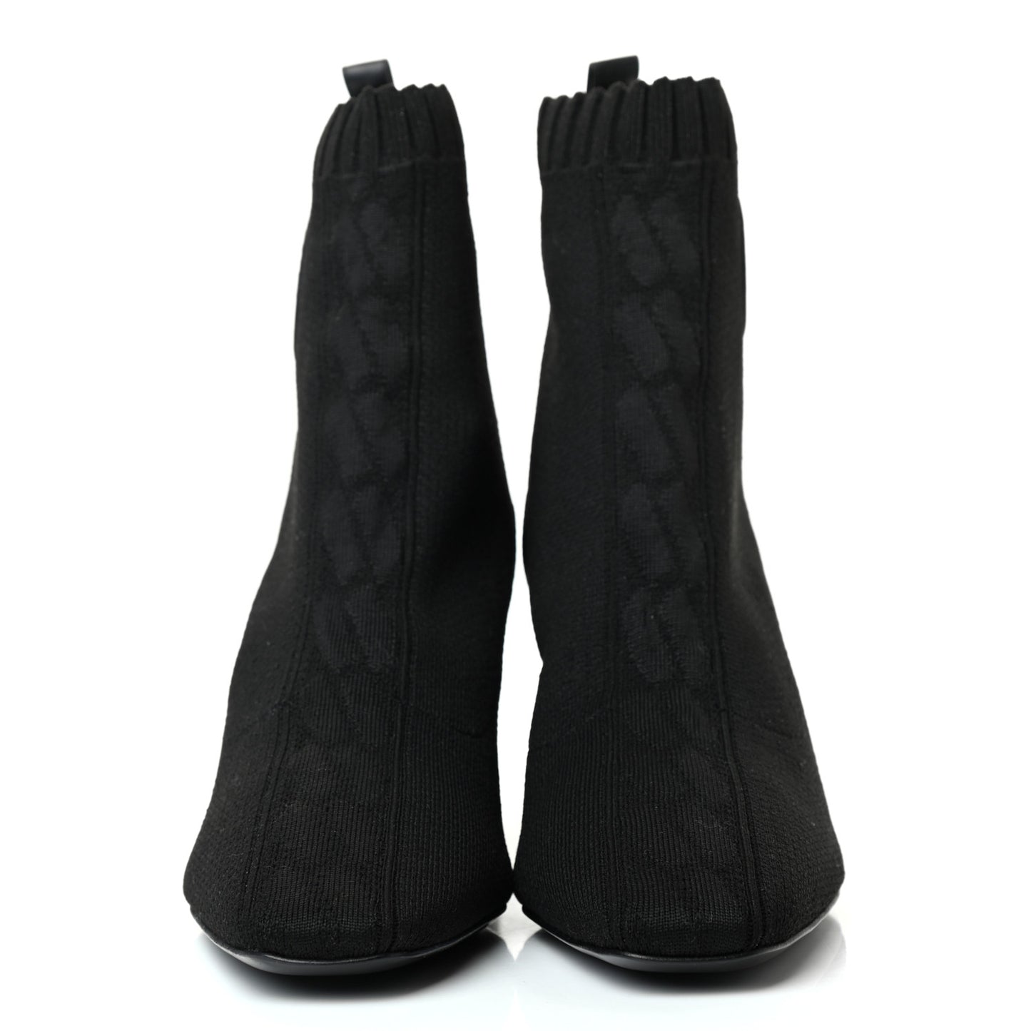 Knit Calfskin Volver Ankle Boots 38 Black