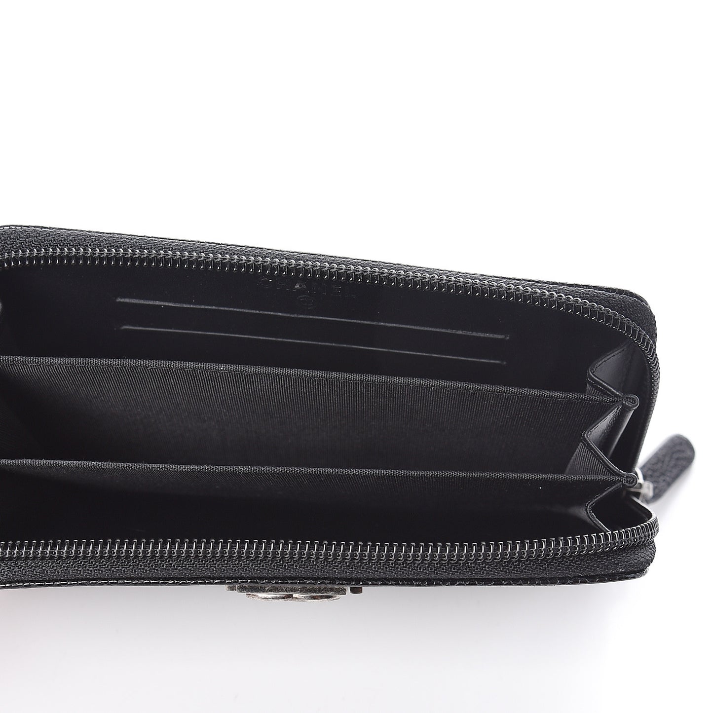 Caviar Quilted Small Boy Zip Around Wallet Black