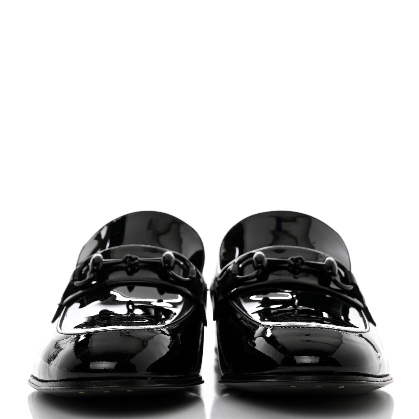 Patent Calfskin Mens Horsebit Loafers 8 Black