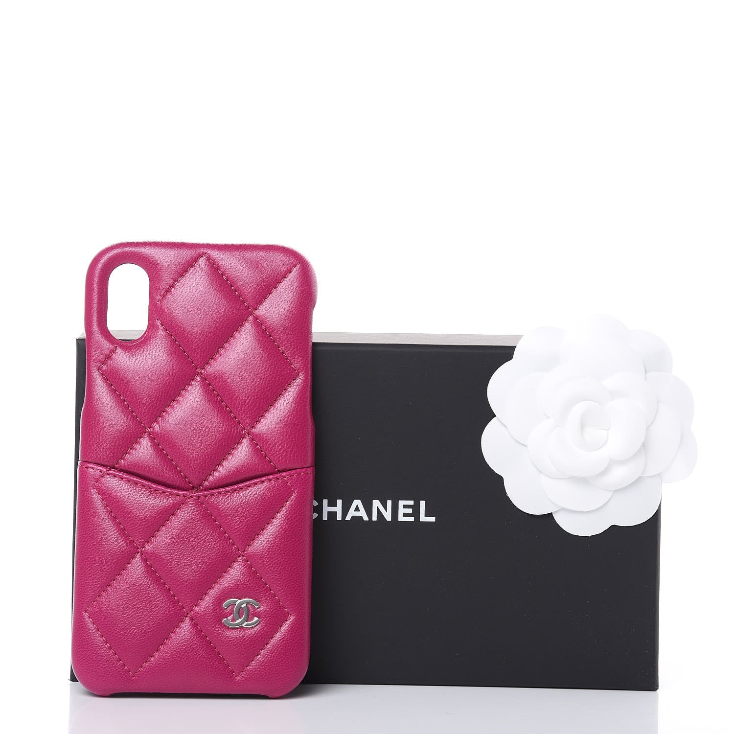 Chanel Lambskin Quilted iPhone X Coco Tech Case Fuchsia 7 of 7