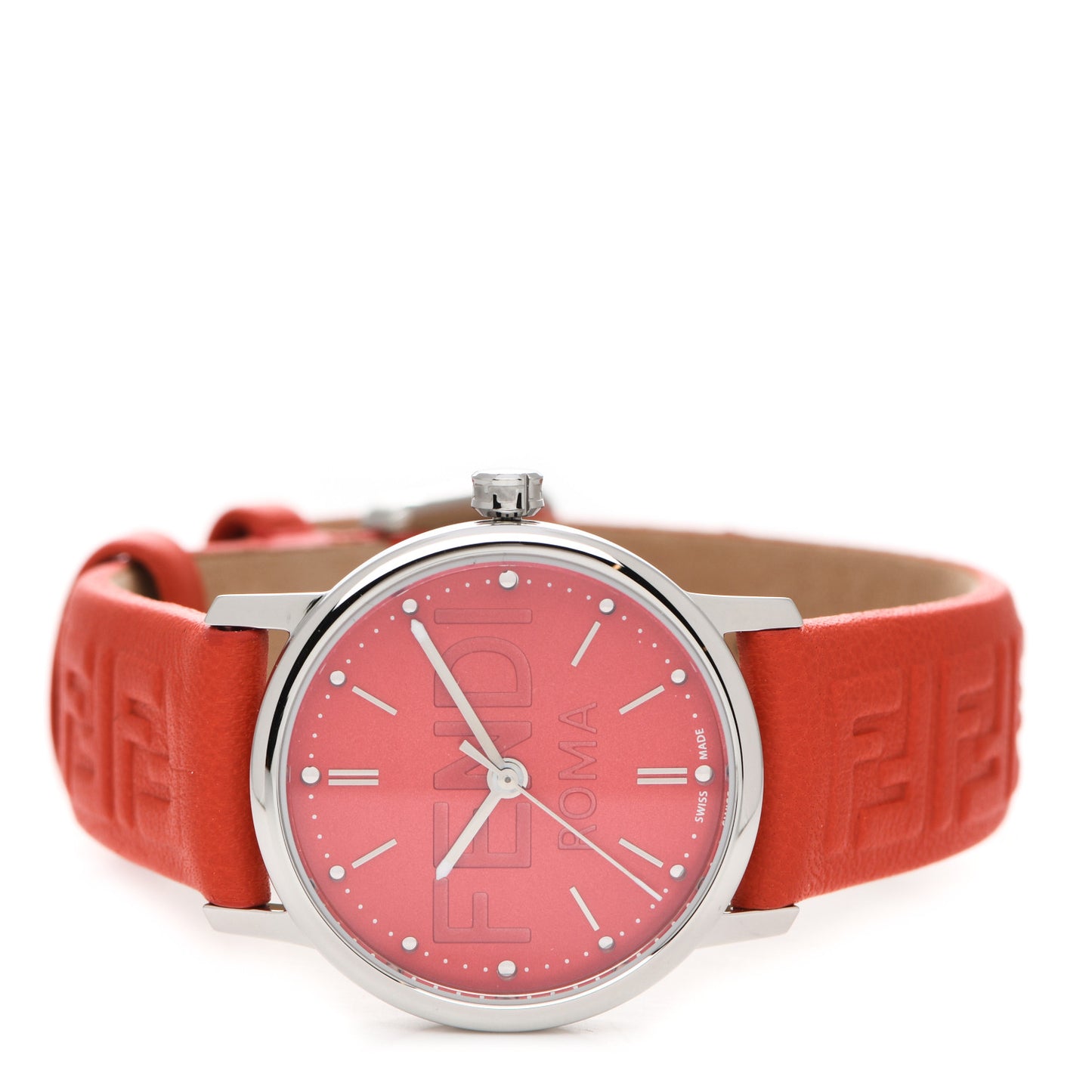 Stainless Steel Calfskin 29mm Forevermore Fendi Quartz Watch Tulip Red