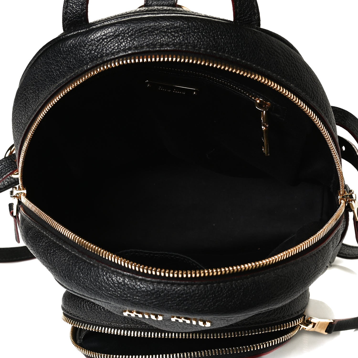 Miu Miu Goatskin Madras Backpack Black 7 of 24