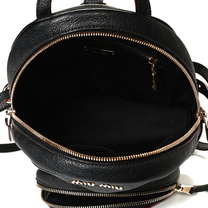 Miu Miu Goatskin Madras Backpack Black 7 of 24