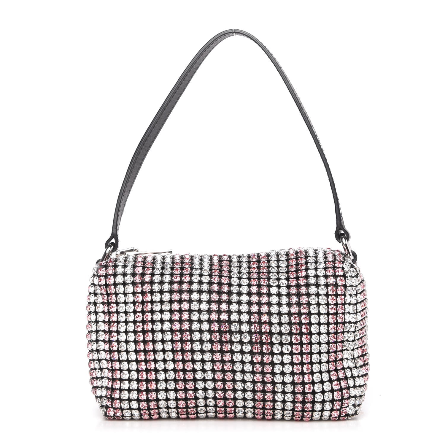 Alexander Wang Mesh Crystal Rhinestone Mini Heiress Pouch Pink Silver 1 of 11