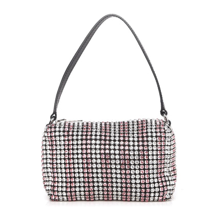 Alexander Wang Mesh Crystal Rhinestone Mini Heiress Pouch Pink Silver 1 of 11