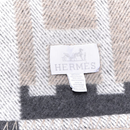 Hermes Wool Cashmere Avalon Bayadere Blanket Galet Ecru 4 of 4