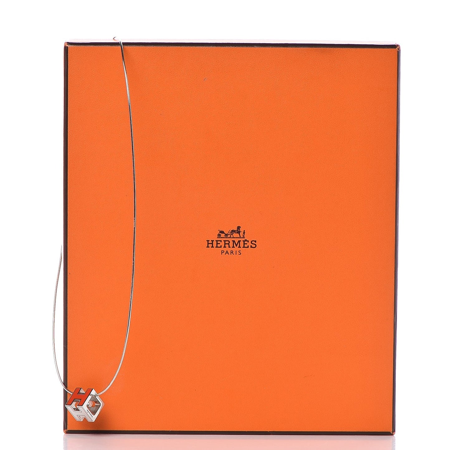 Palladium Lacquered Cage d'H Pendant Necklace Orange Fonce