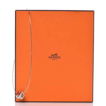 Hermes Palladium Lacquered Cage d'H Pendant Necklace Orange Fonce 7 of 7