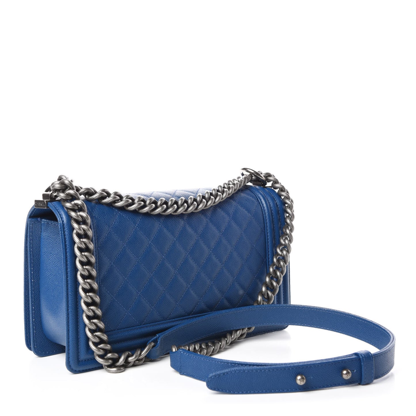 Caviar Quilted Medium Boy Flap Blue