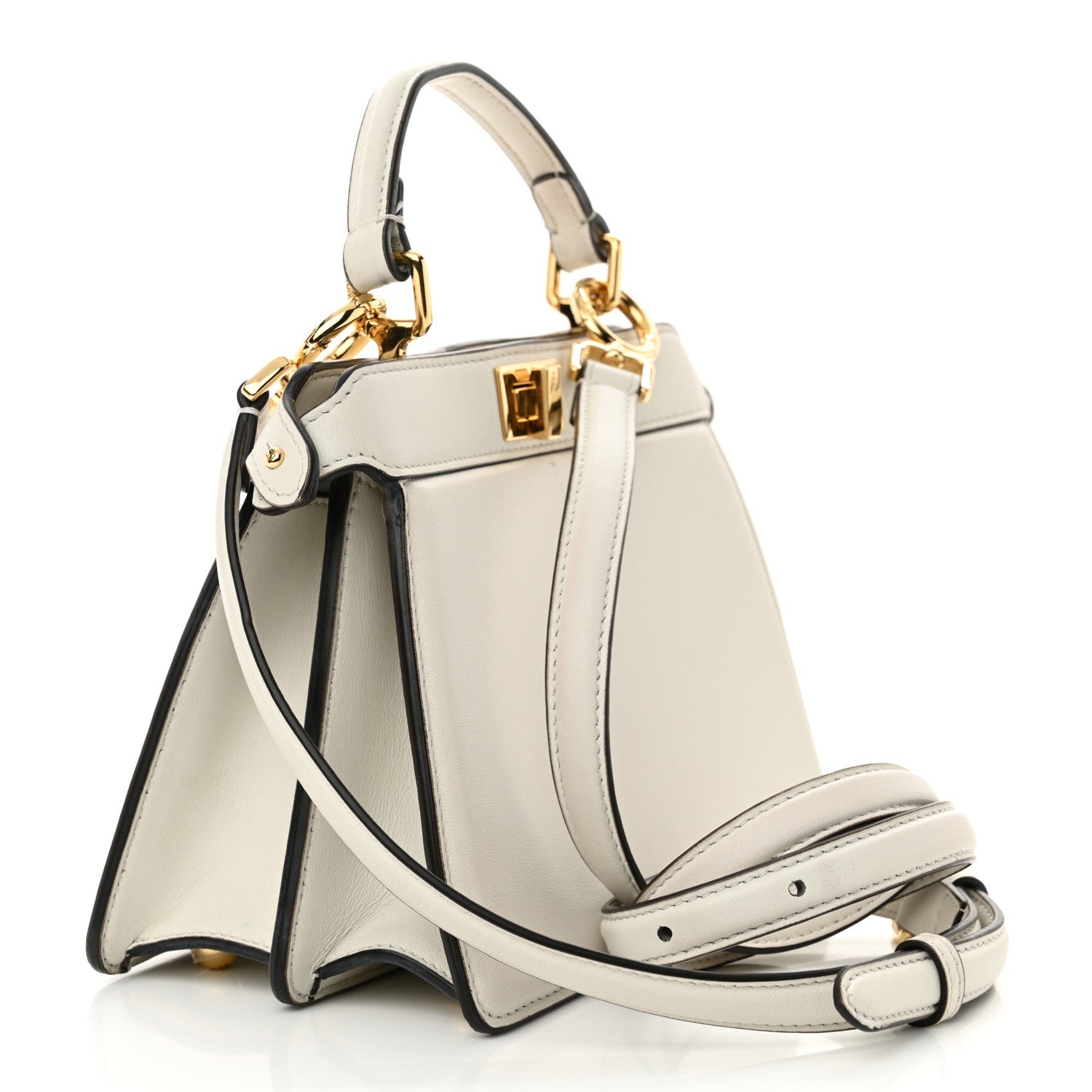 Fendi Shiny Nappa Petite Peekaboo I SEE U Satchel White 3 of 16