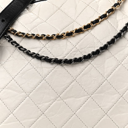 Chanel Aged Calfskin Quilted Maxi Gabrielle Hobo White Black 8 of 10