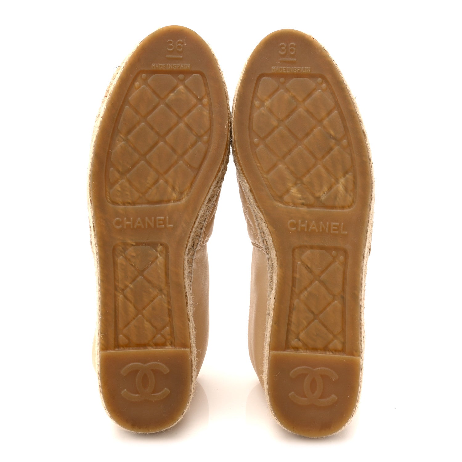 Chanel Lambskin Quilted CC Espadrilles 36 Beige 6 of 10