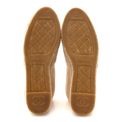 Chanel Lambskin Quilted CC Espadrilles 36 Beige 6 of 10