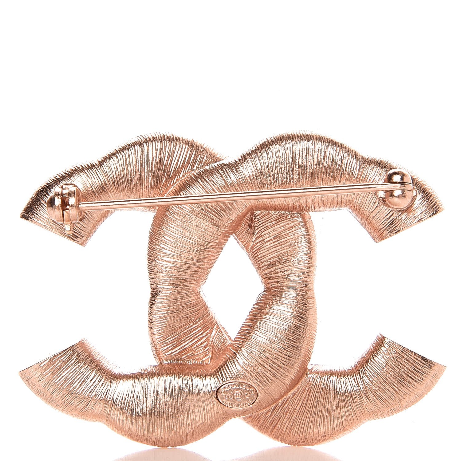 Chanel Crystal Twisted CC Brooch Rose Gold 3 of 4