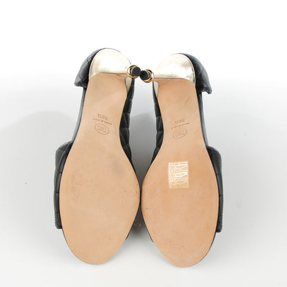 Chanel Calfskin Quilted Peep Toe Pumps 38.5 Black 5 of 9
