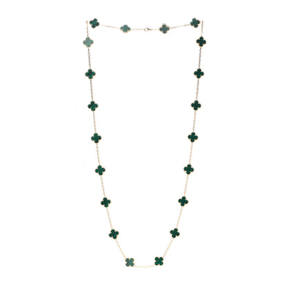 Van Cleef & Arpels 18K Yellow Gold Malachite 20 Motifs Vintage Alhambra Necklace 3 of 7