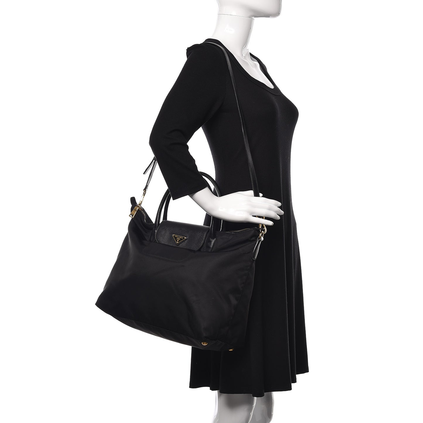 Saffiano Tessuto Nylon Tote Black