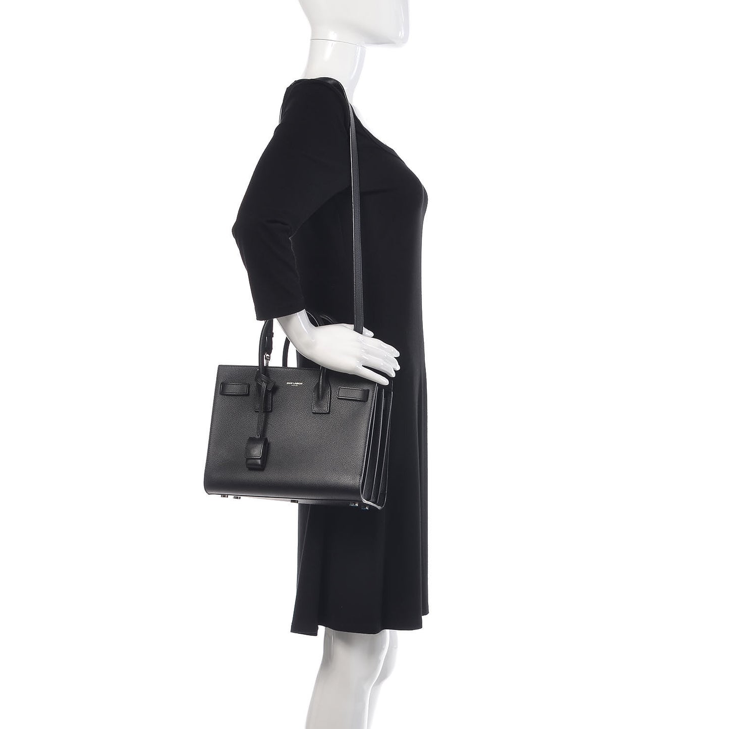 Grained Calfskin Baby Sac De Jour Black