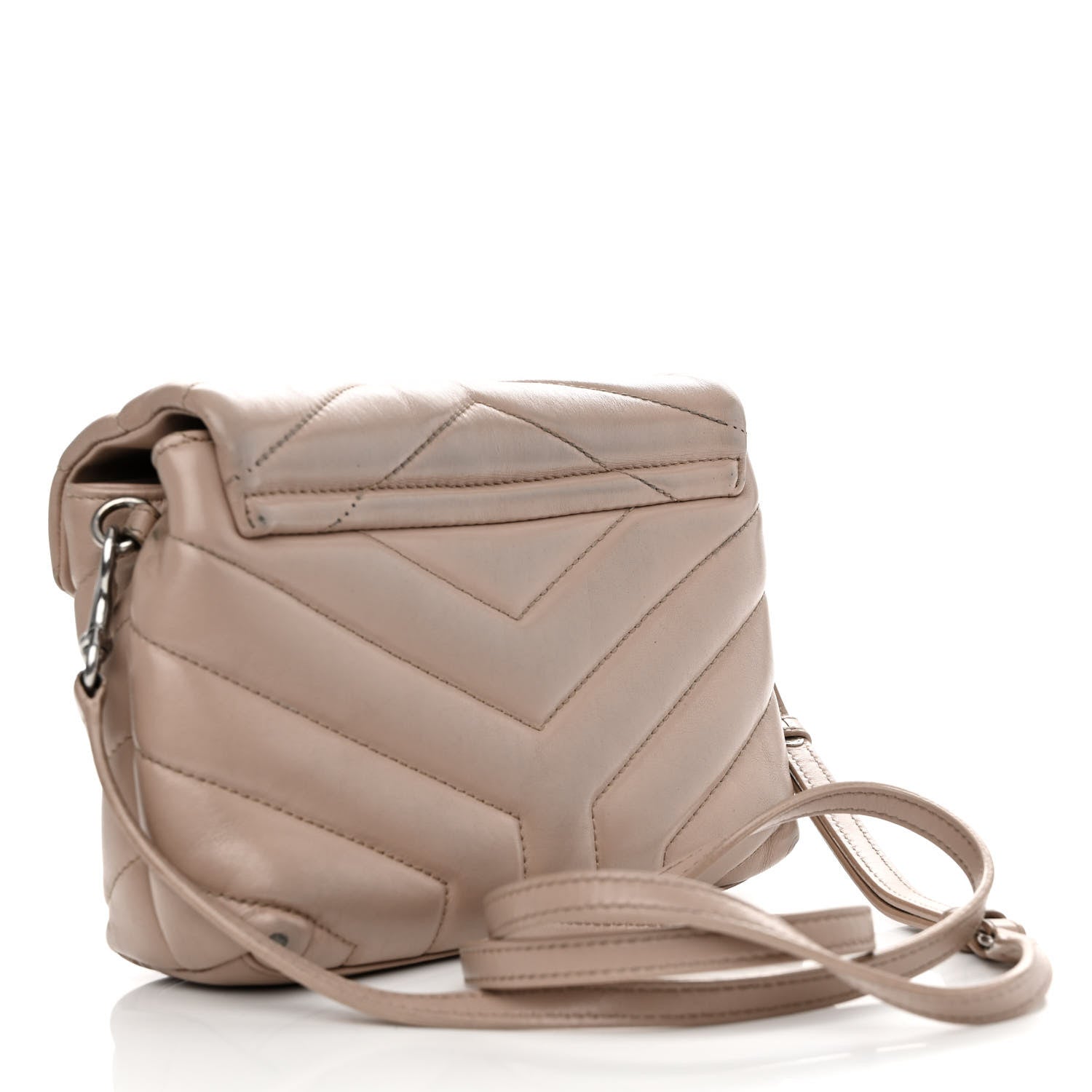 Saint Laurent Calfskin Y Quilted Monogram Toy Loulou Crossbody Bag Dark Beige 3 of 14