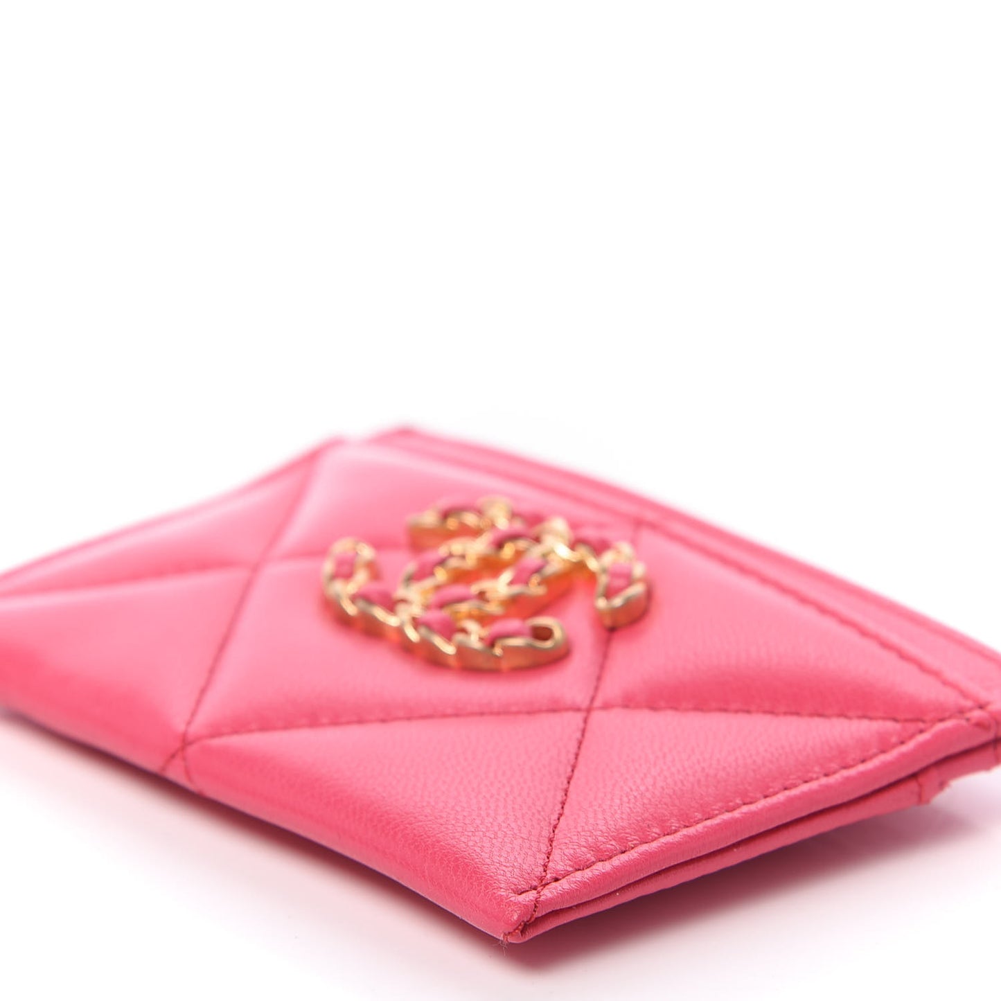 Shiny Goatskin Quilted 19 Card Holder Dark Pink