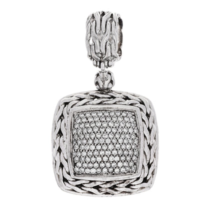 John Hardy Sterling Silver Diamond 24mm Classic Chain Pave Enhancer Pendant 1 of 3