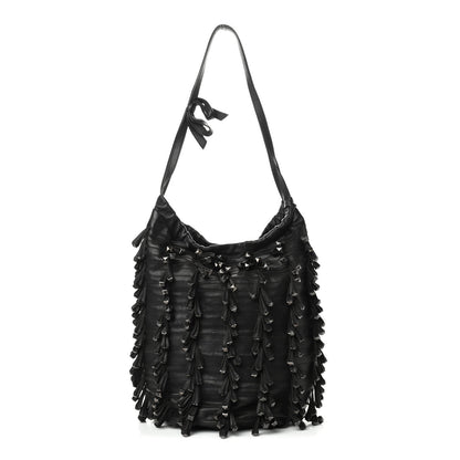 Valentino Garavani Lambskin Rockstud Fringe Bucket Black 1 of 7
